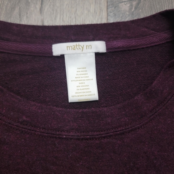 Matty M size S purple scoop neck long sleeve top - Picture 4 of 4